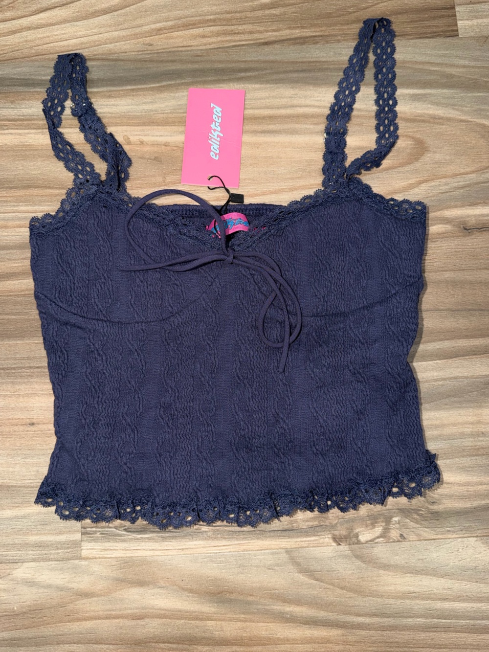Edikted Navy Blue Lace Tank Top